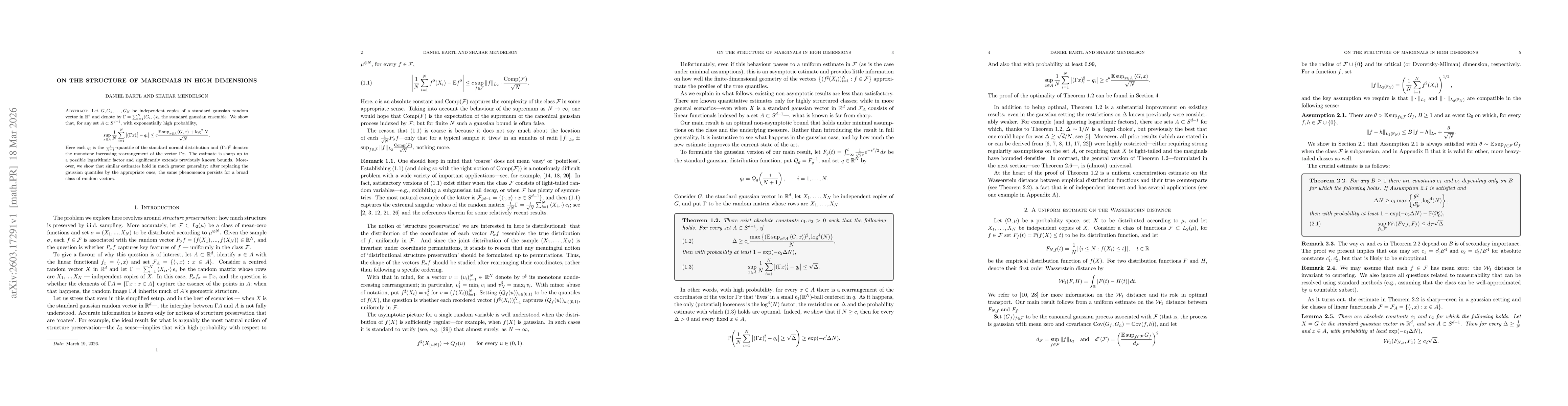 Thumbnail for On the structure of marginals in high dimensions