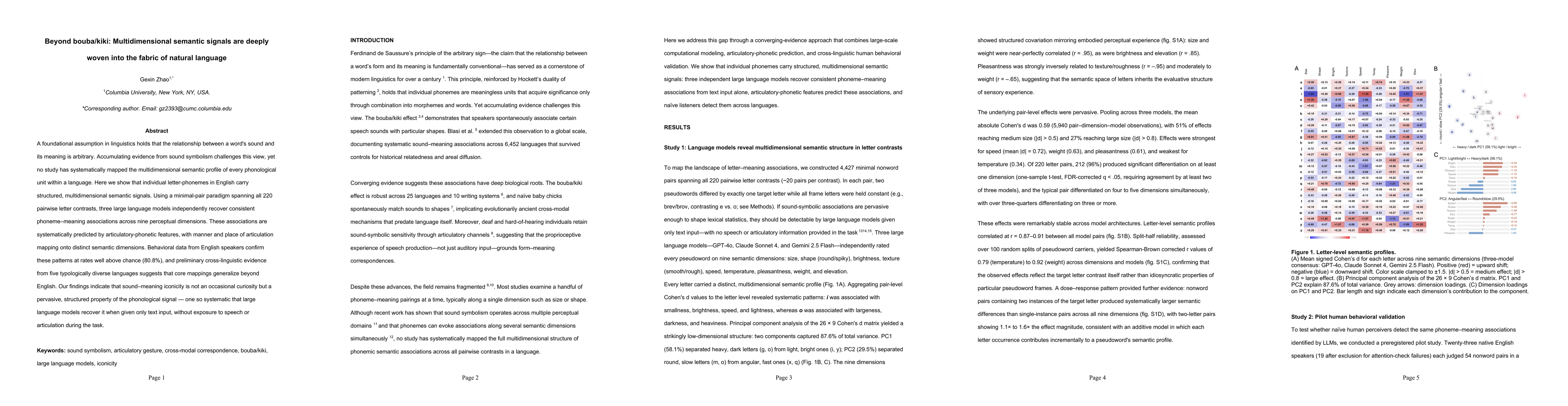 Thumbnail for Beyond bouba/kiki: Multidimensional semantic signals are deeply woven into the fabric of natural language