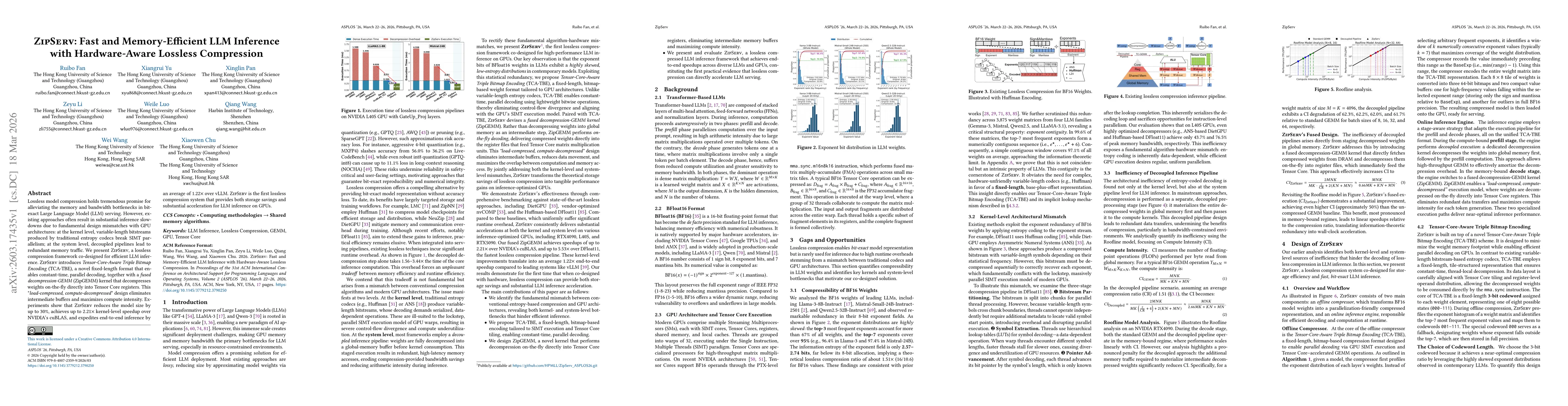 Thumbnail for ZipServ: Fast and Memory-Efficient LLM Inference with Hardware-Aware Lossless Compression