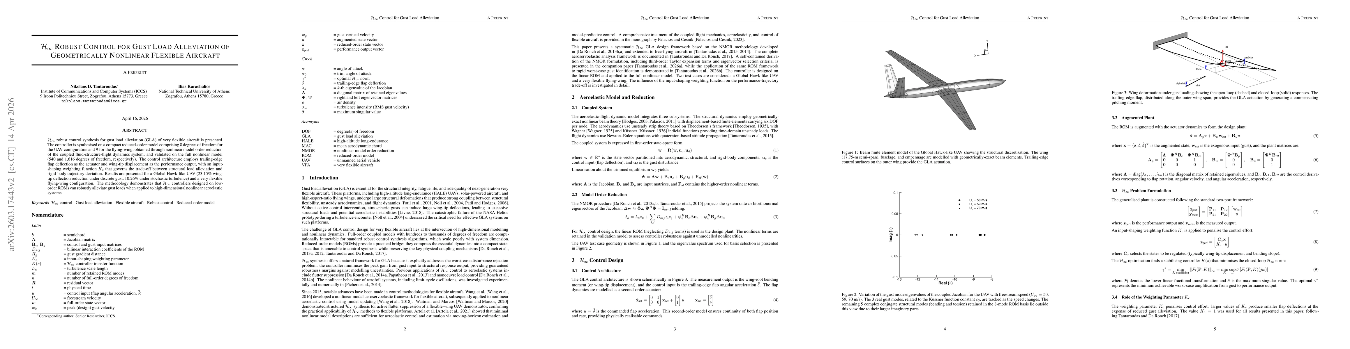 Thumbnail for H Infinity Robust Control for Gust Load Alleviation of Geometrically Nonlinear Flexible Aircraft