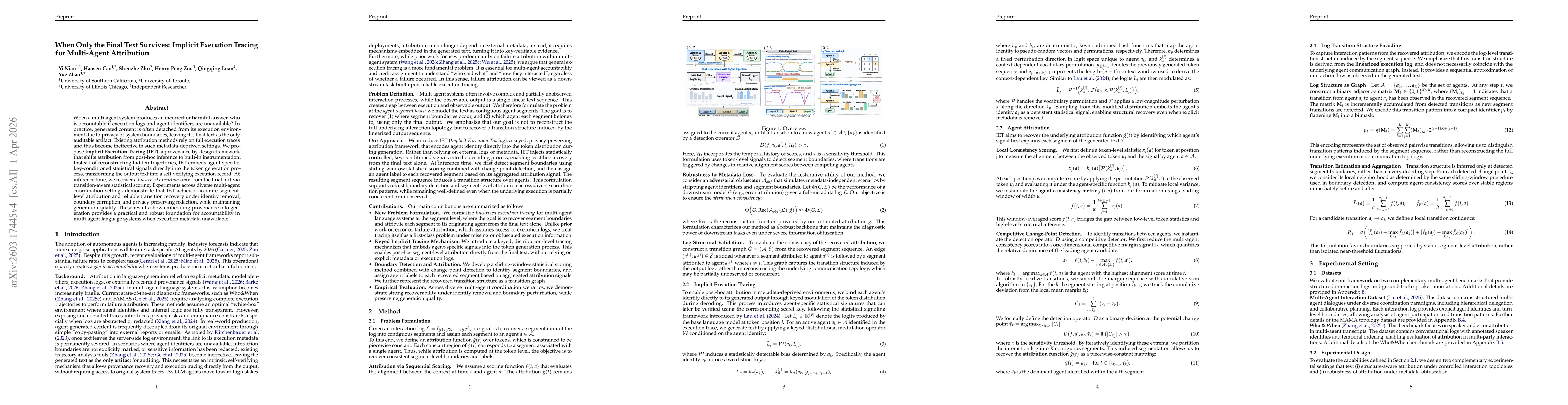 Thumbnail for When Only the Final Text Survives: Implicit Execution Tracing for Multi-Agent Attribution