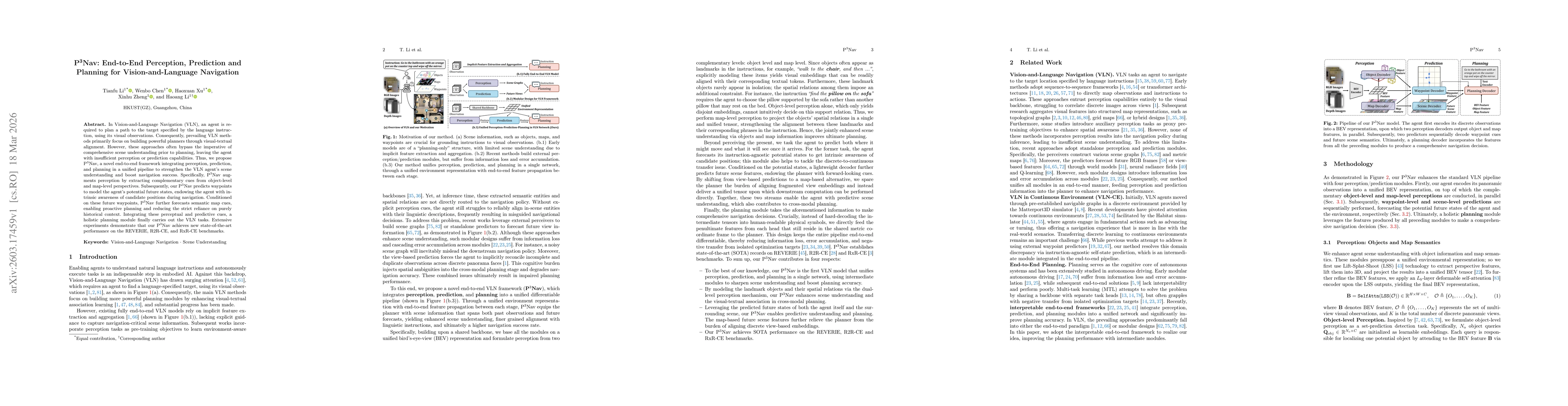 Thumbnail for P$^{3}$Nav: End-to-End Perception, Prediction and Planning for Vision-and-Language Navigation