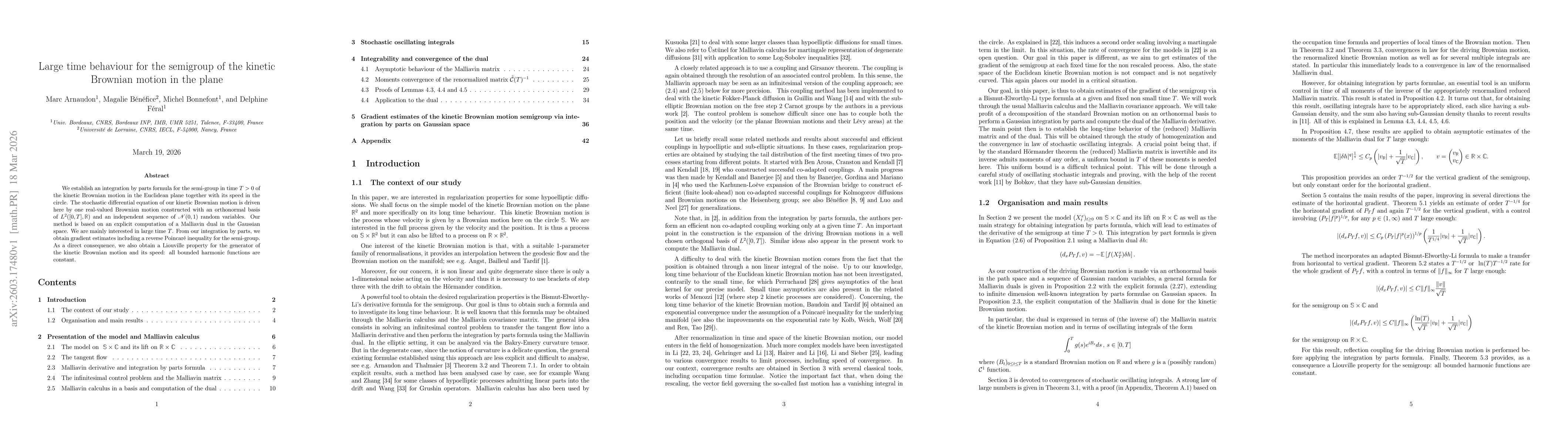 Thumbnail for Large time behaviour for the semigroup of the kinetic Brownian motion in the plane