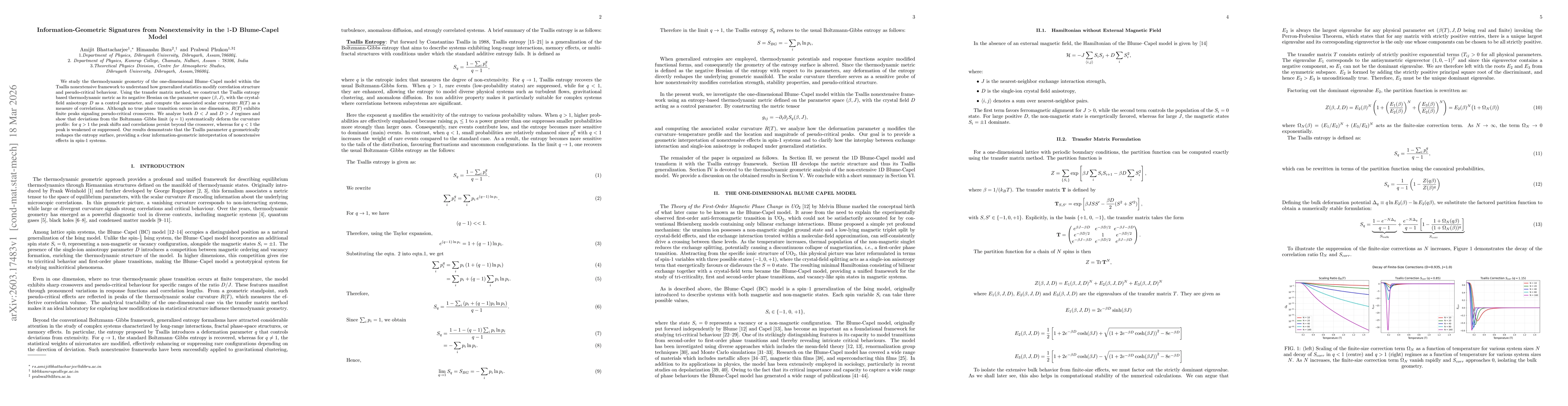 Thumbnail for Information-Geometric Signatures from Nonextensivity in the $1$-D Blume-Capel Model