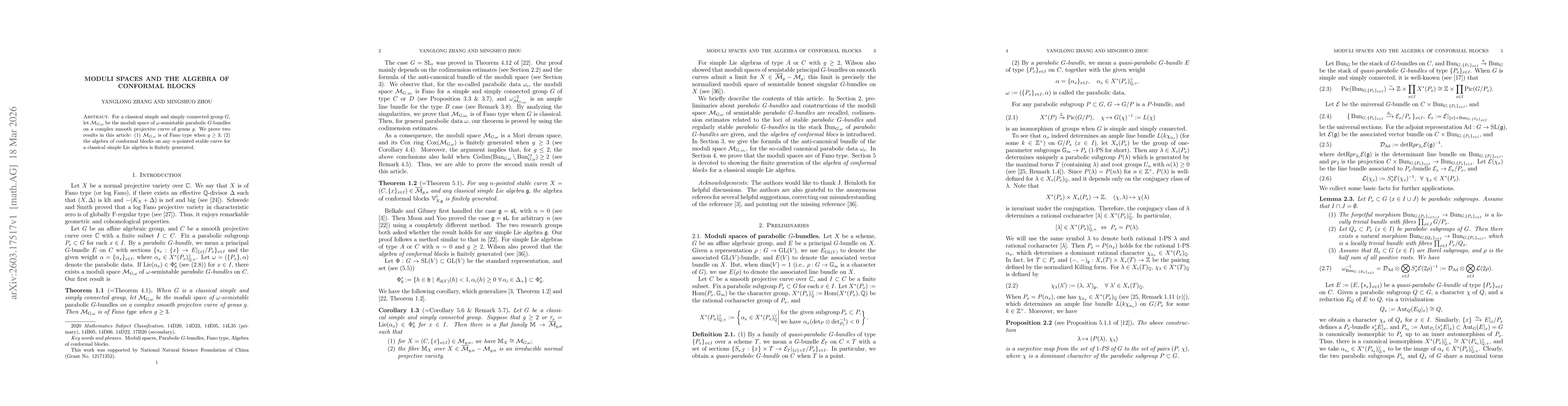 Thumbnail for Moduli spaces and the algebra of conformal blocks