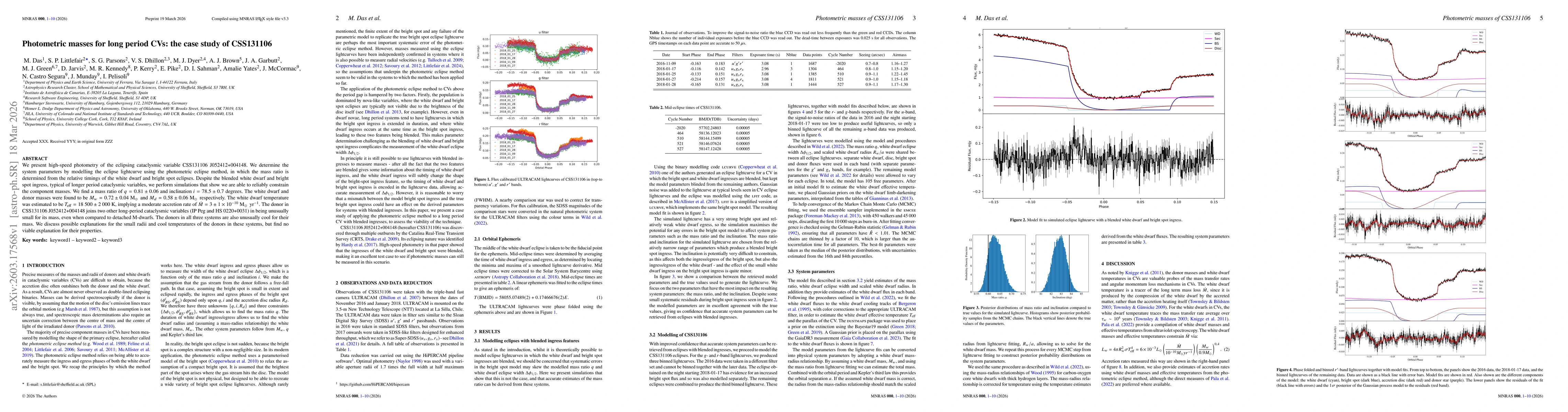 Thumbnail for Photometric masses for long period CVs: the case study of CSS131106