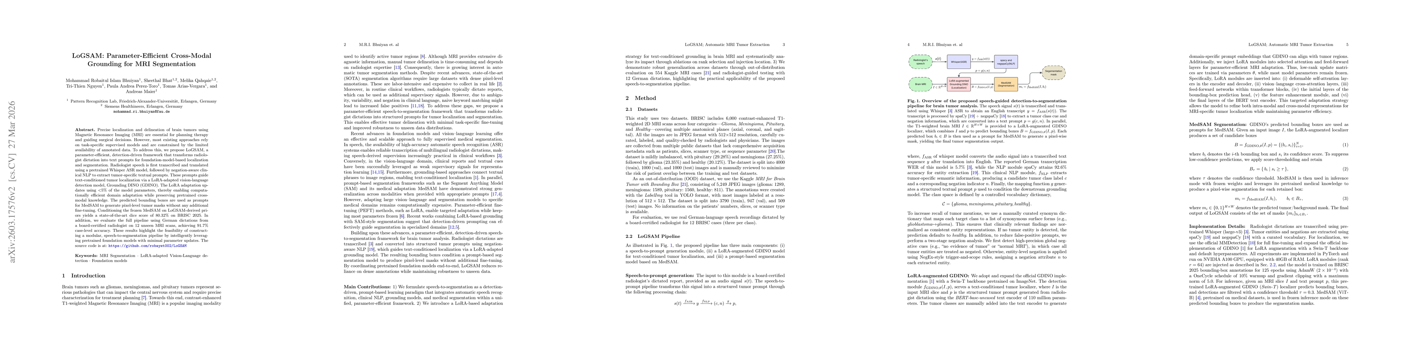 Thumbnail for LoGSAM: Parameter-Efficient Cross-Modal Grounding for MRI Segmentation