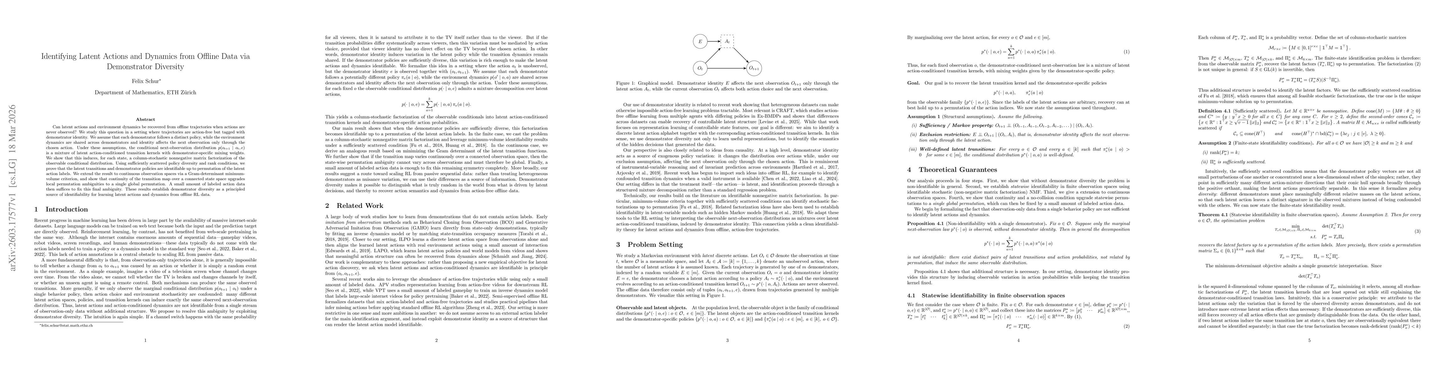 Thumbnail for Identifying Latent Actions and Dynamics from Offline Data via Demonstrator Diversity