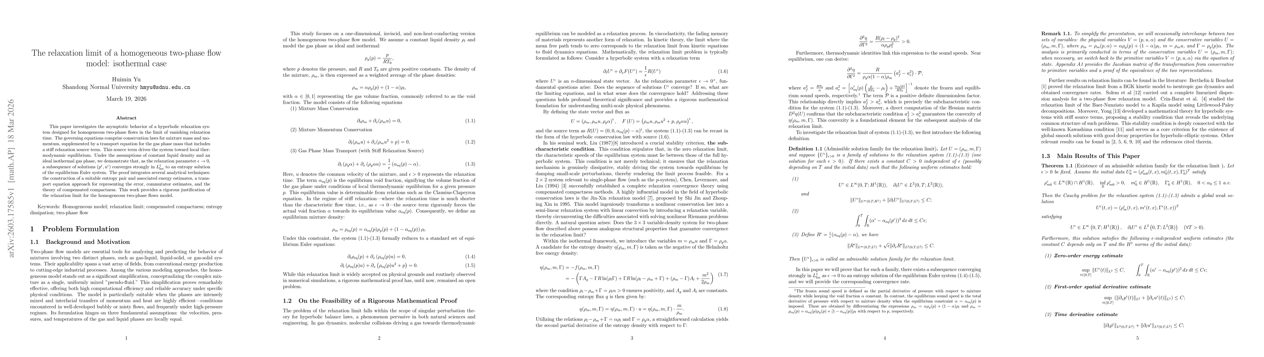 Thumbnail for The relaxation limit of a homogeneous two-phase flow model: isothermal case