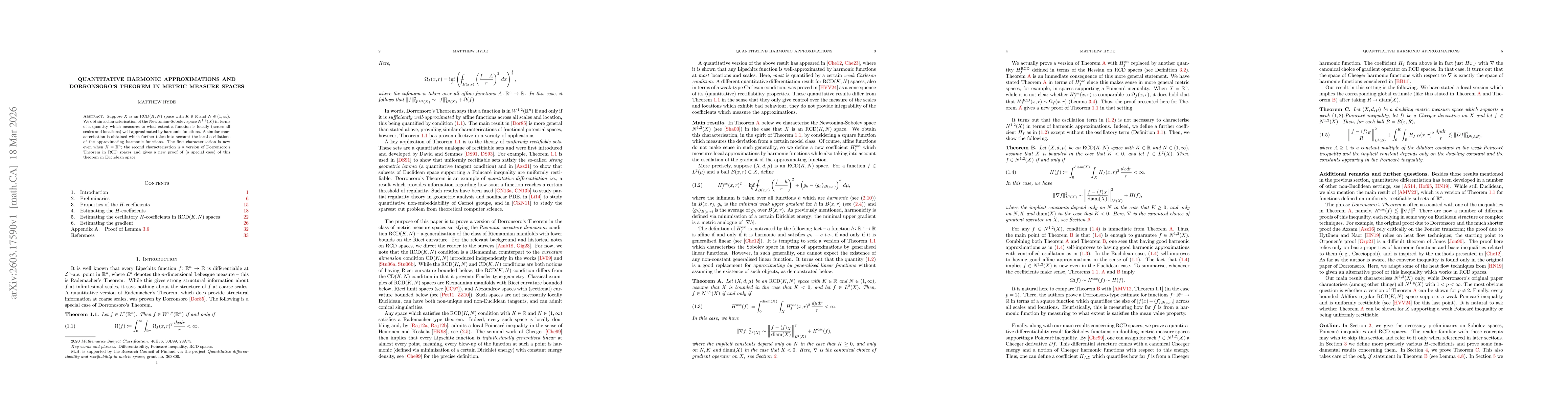 Thumbnail for Quantitative harmonic approximations and Dorronsoro's Theorem in metric measure spaces