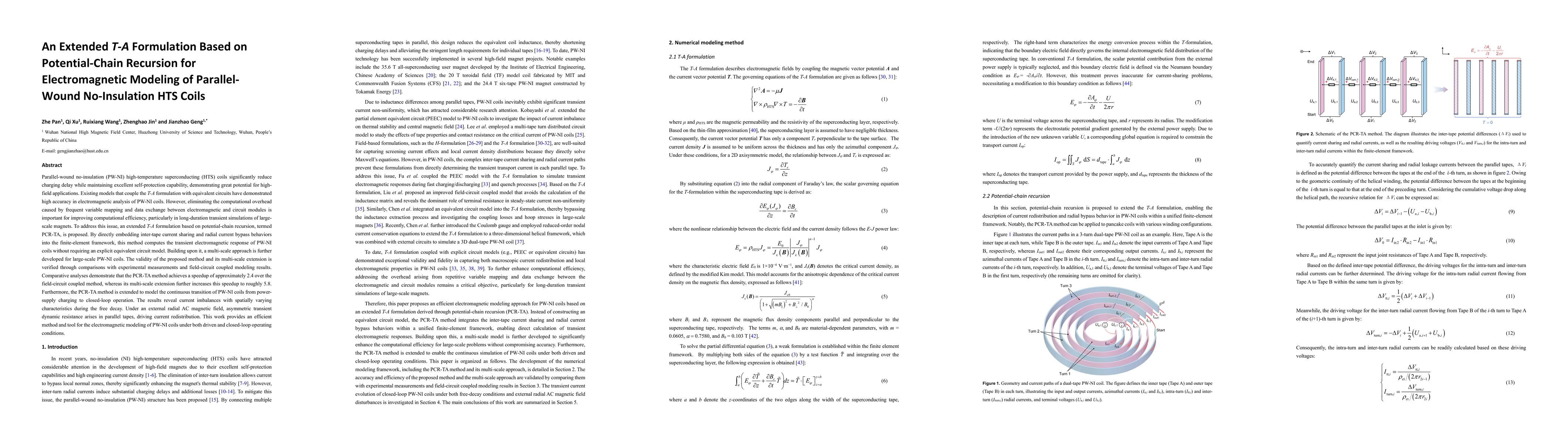 Thumbnail for An Extended T-A Formulation Based on Potential-Chain Recursion for Electromagnetic Modeling of Parallel-Wound No-Insulation HTS Coils