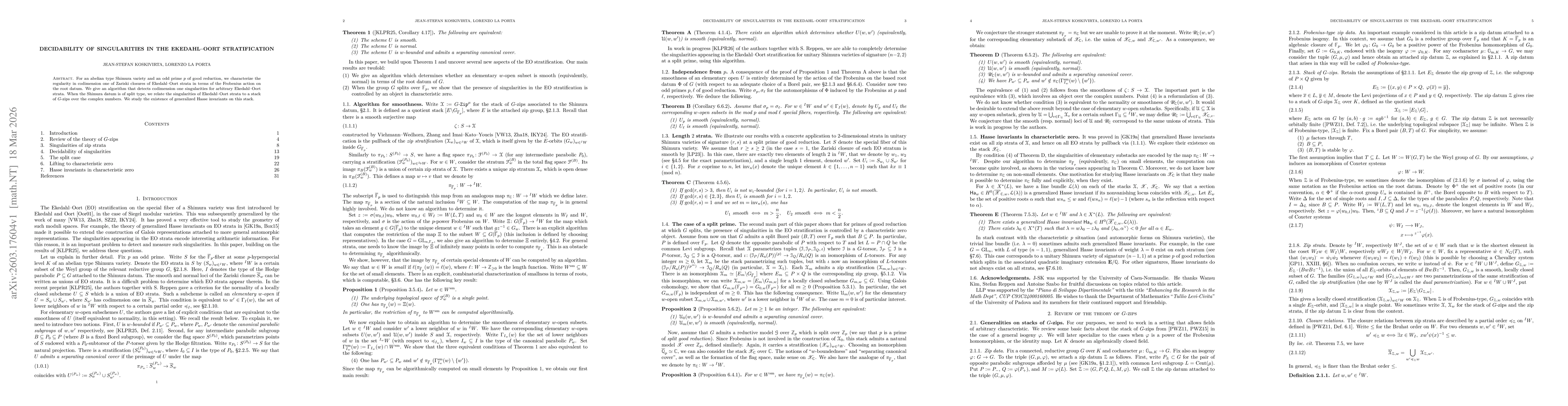 Thumbnail for Decidability of singularities in the Ekedahl--Oort stratification