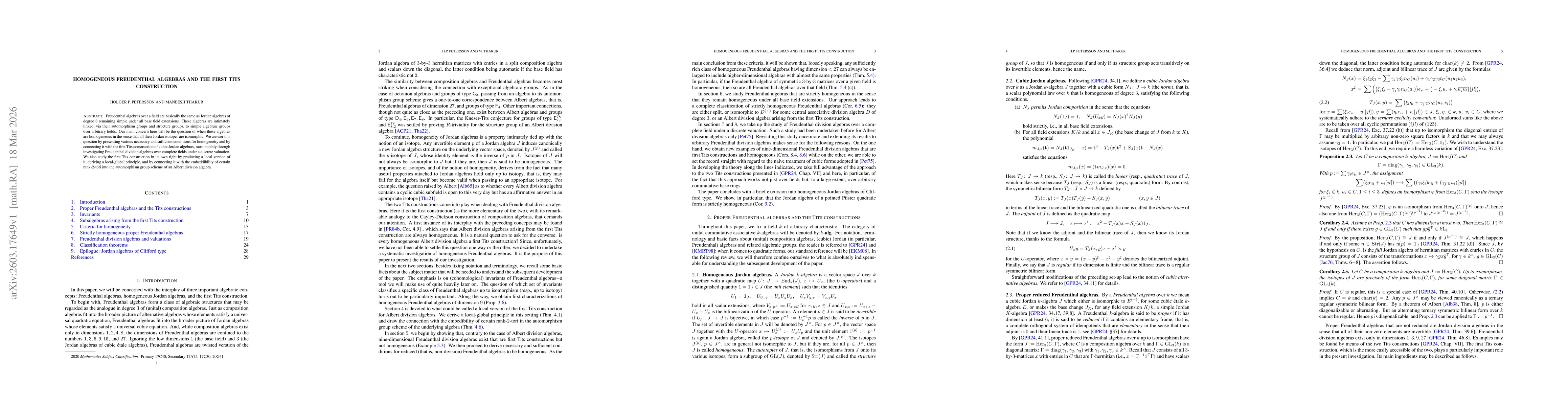 Thumbnail for Homogeneous Freudenthal algebras and the first Tits construction