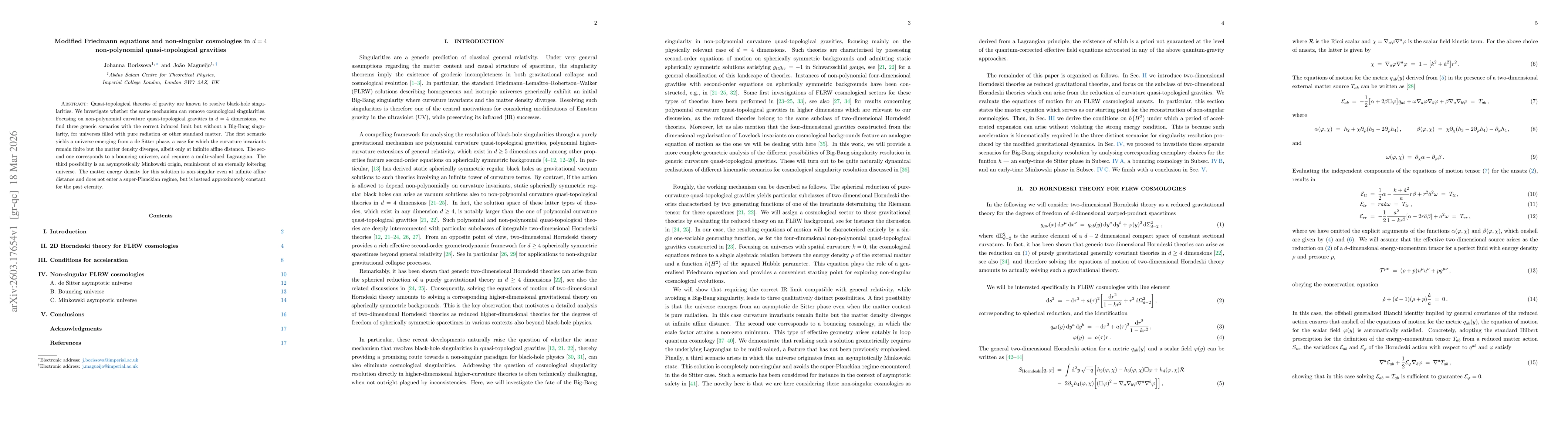 Thumbnail for Modified Friedmann equations and non-singular cosmologies in $d=4$ non-polynomial quasi-topological gravities