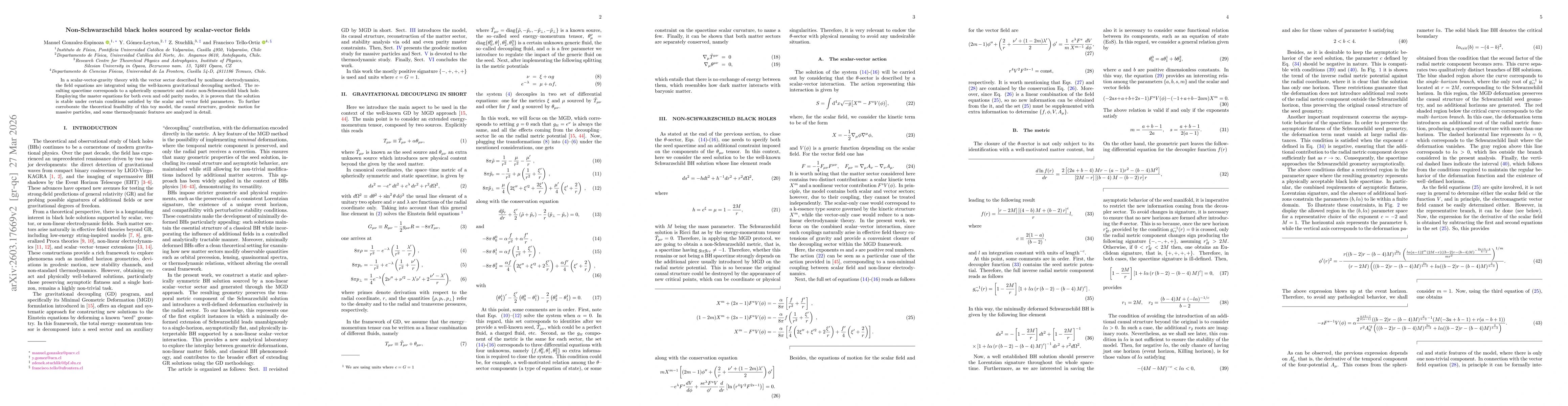 Thumbnail for Non-Schwarzschild black holes sourced by scalar-vector fields