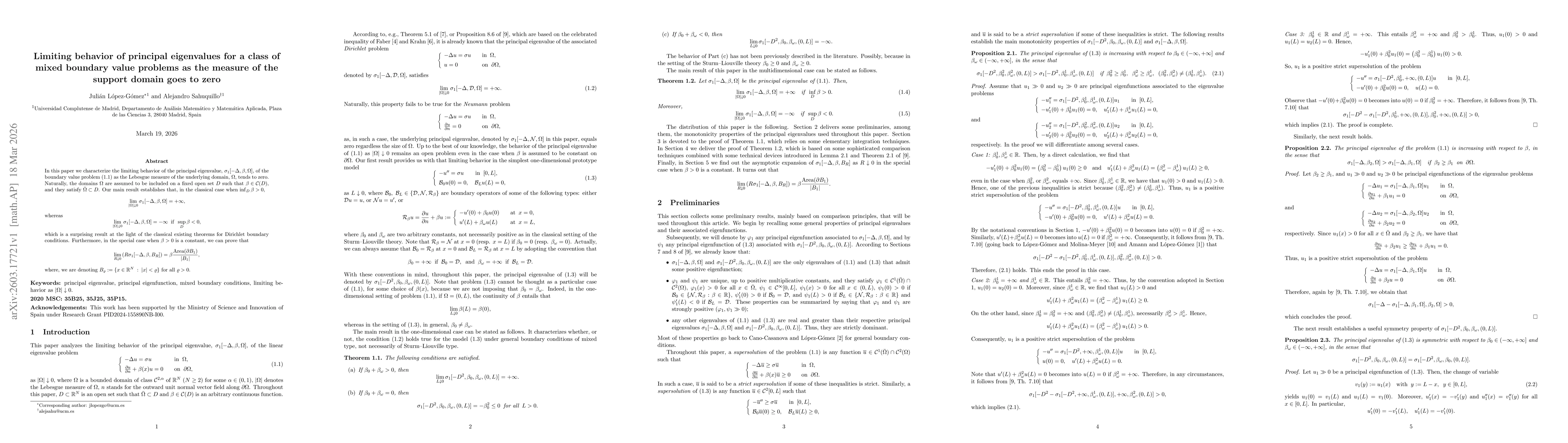 Thumbnail for Limiting behavior of principal eigenvalues for a class of mixed boundary value problems as the measure of the support domain goes to zero