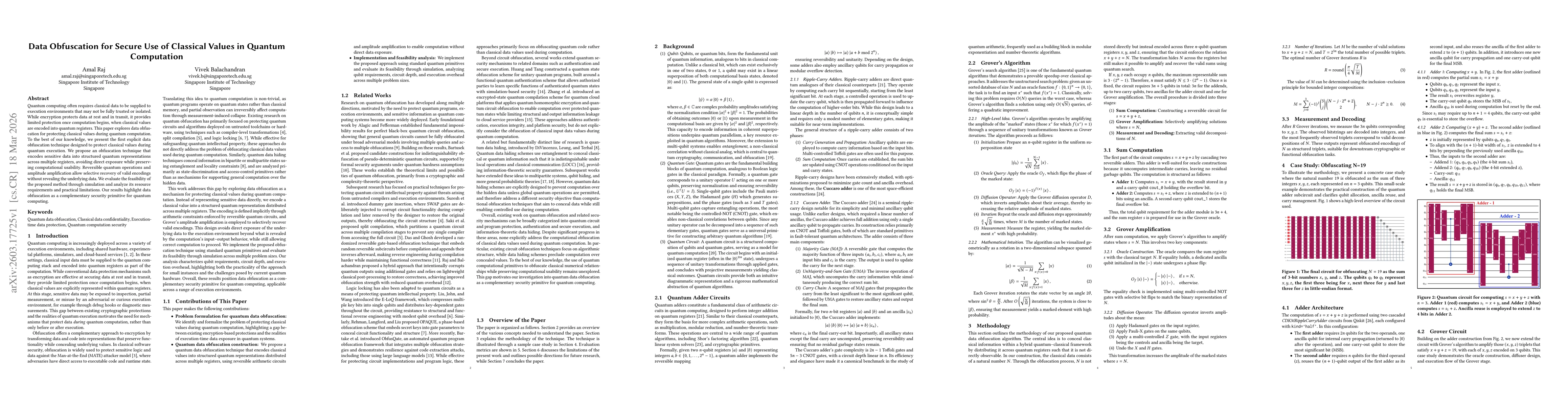 Thumbnail for Data Obfuscation for Secure Use of Classical Values in Quantum Computation