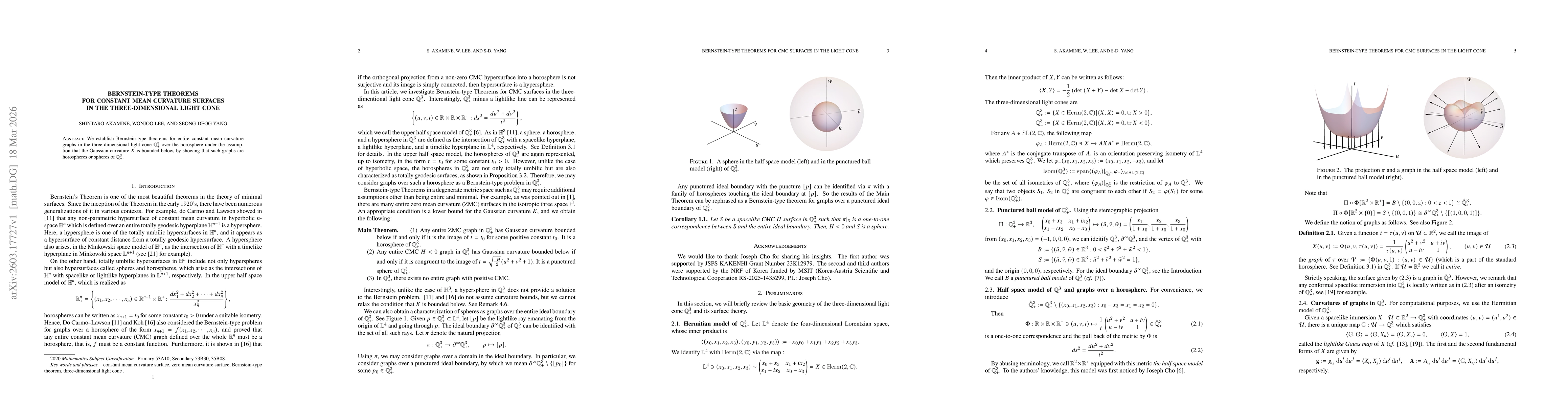 Thumbnail for Bernstein-type Theorems for constant mean curvature surfaces in the three-dimensional light cone