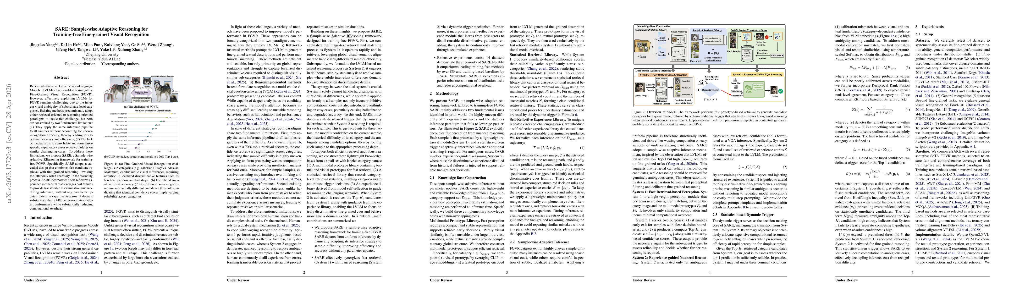 Thumbnail for SARE: Sample-wise Adaptive Reasoning for Training-free Fine-grained Visual Recognition