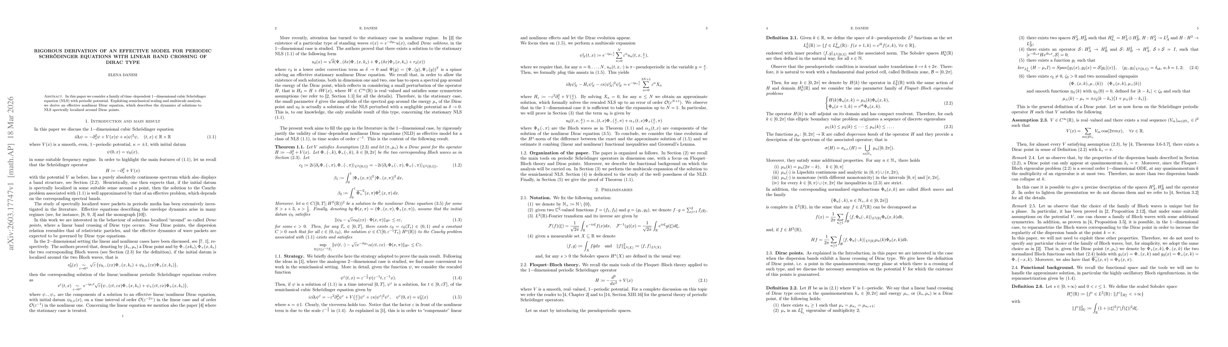 Thumbnail for Rigorous derivation of an effective model for periodic Schrödinger equations with linear band crossing of Dirac type
