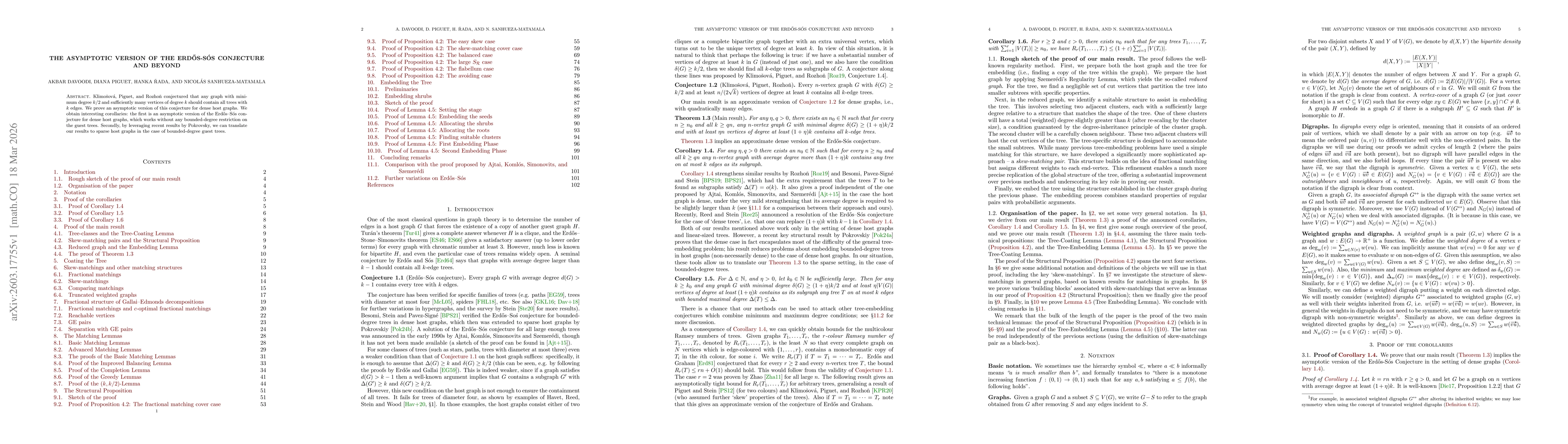 Thumbnail for The asymptotic version of the Erdős-Sós conjecture and beyond