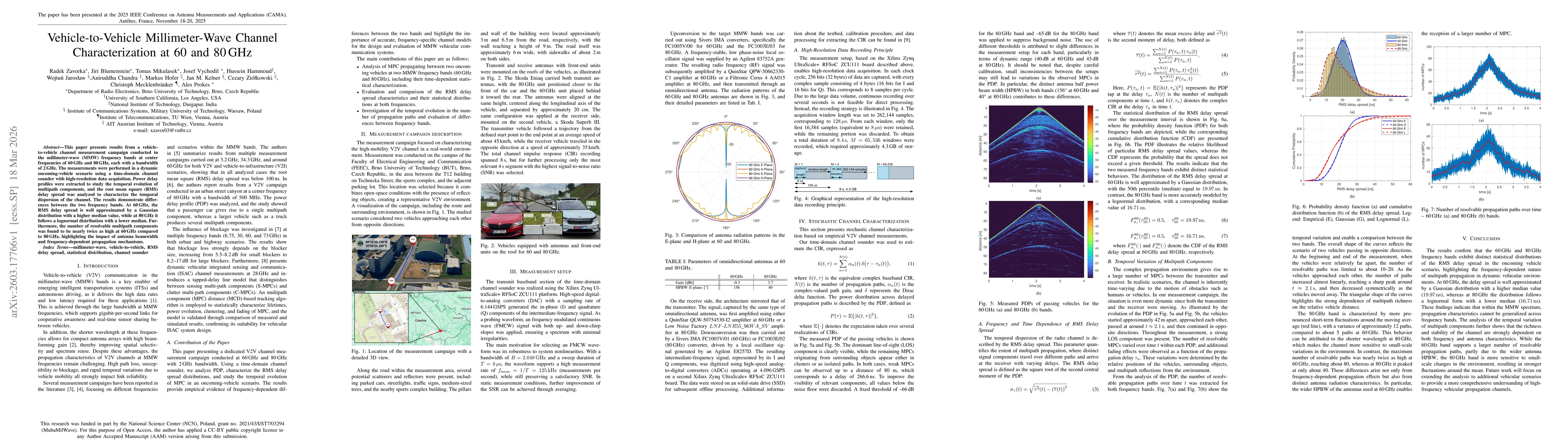 Thumbnail for Vehicle-to-Vehicle Millimeter-Wave Channel Characterization at 60 and 80 GHz