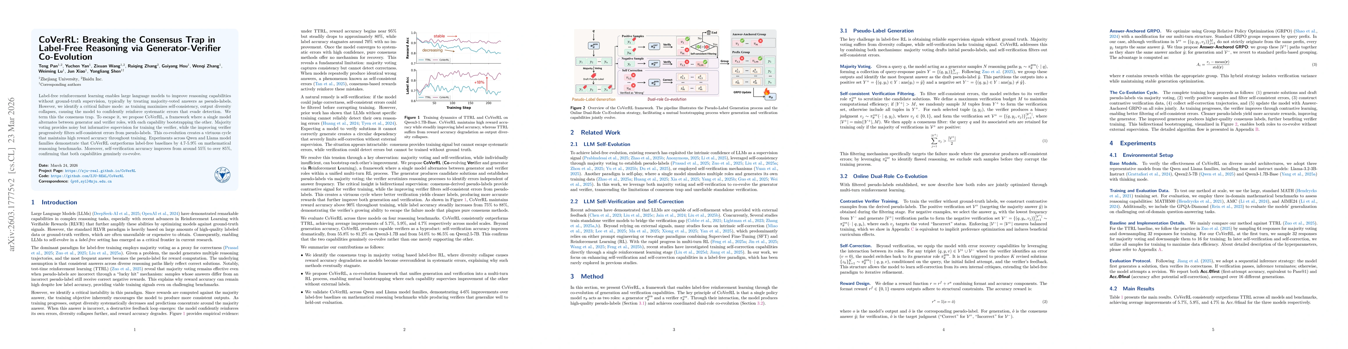 Thumbnail for CoVerRL: Breaking the Consensus Trap in Label-Free Reasoning via Generator-Verifier Co-Evolution