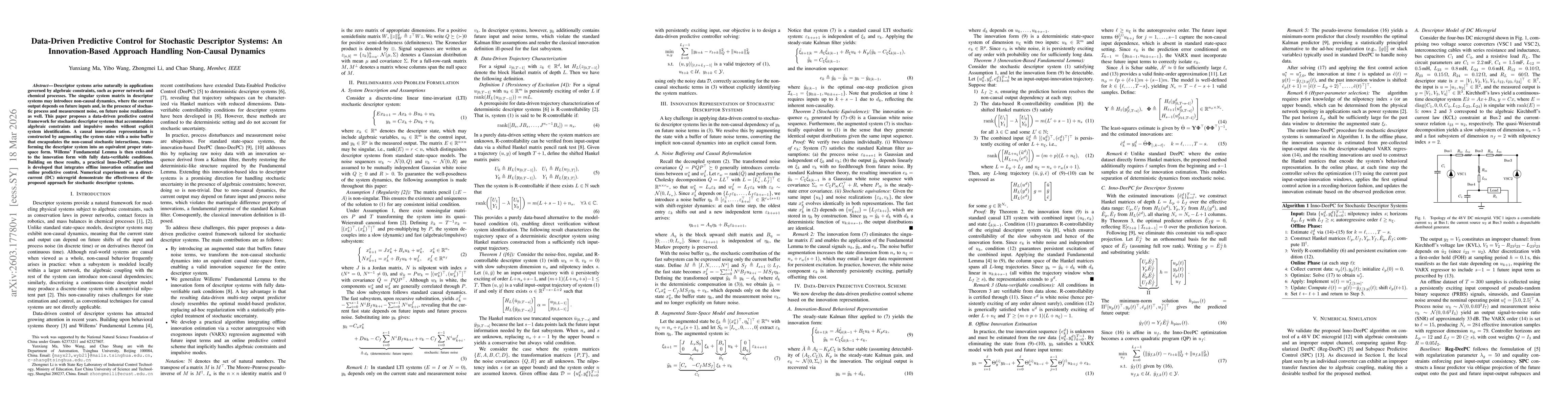 Thumbnail for Data-Driven Predictive Control for Stochastic Descriptor Systems: An Innovation-Based Approach Handling Non-Causal Dynamics