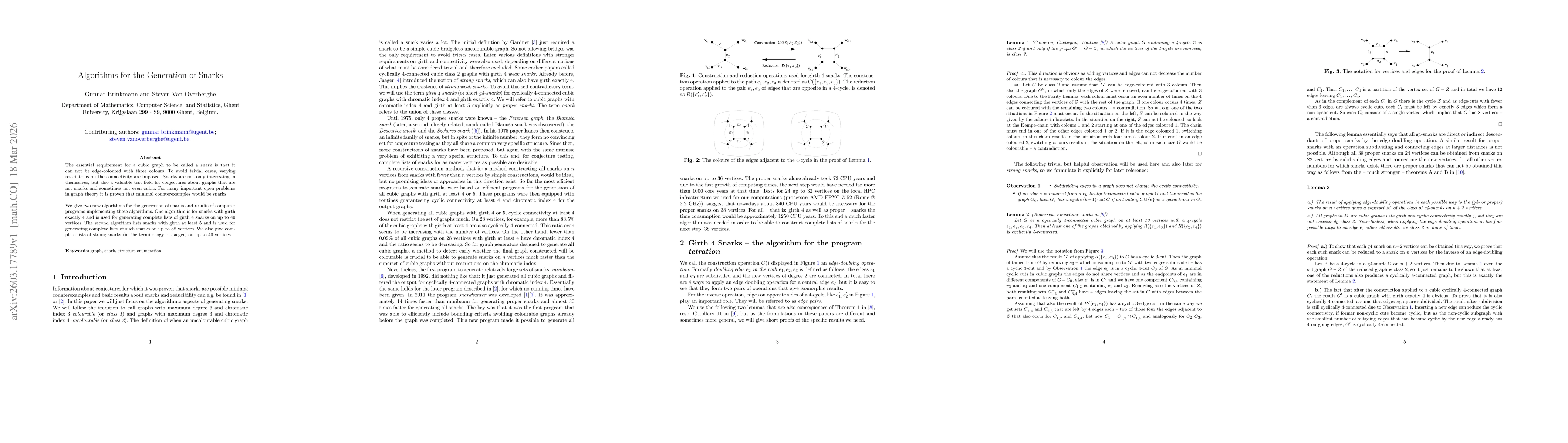 Thumbnail for Algorithms for the Generation of Snarks