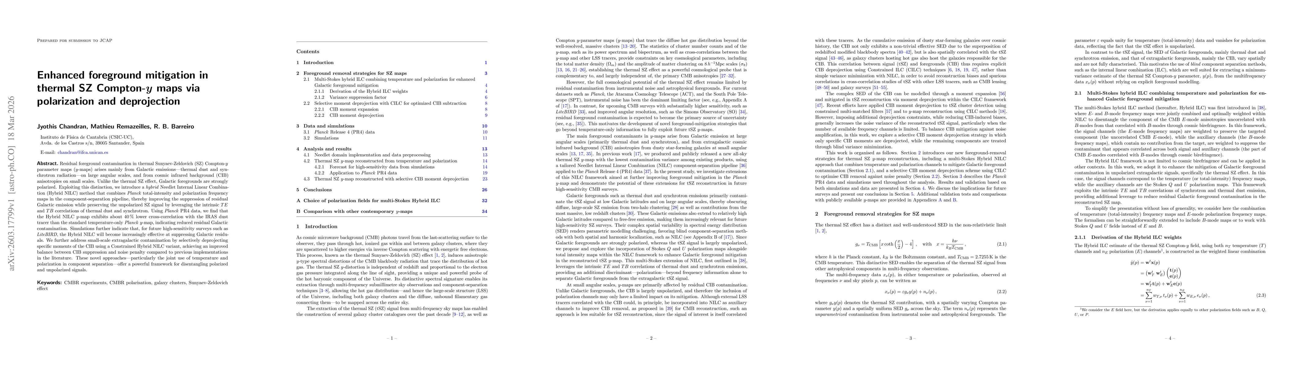 Thumbnail for Enhanced foreground mitigation in thermal SZ Compton-$y$ maps via polarization and deprojection