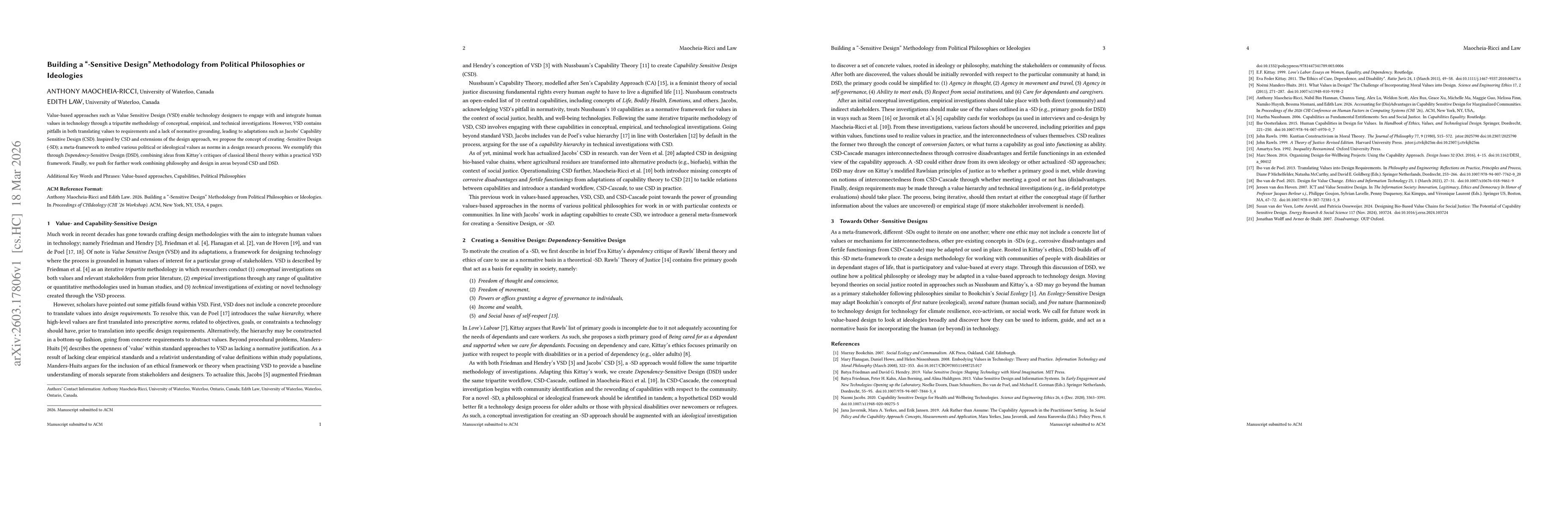 Thumbnail for Building a "-Sensitive Design" Methodology from Political Philosophies or Ideologies