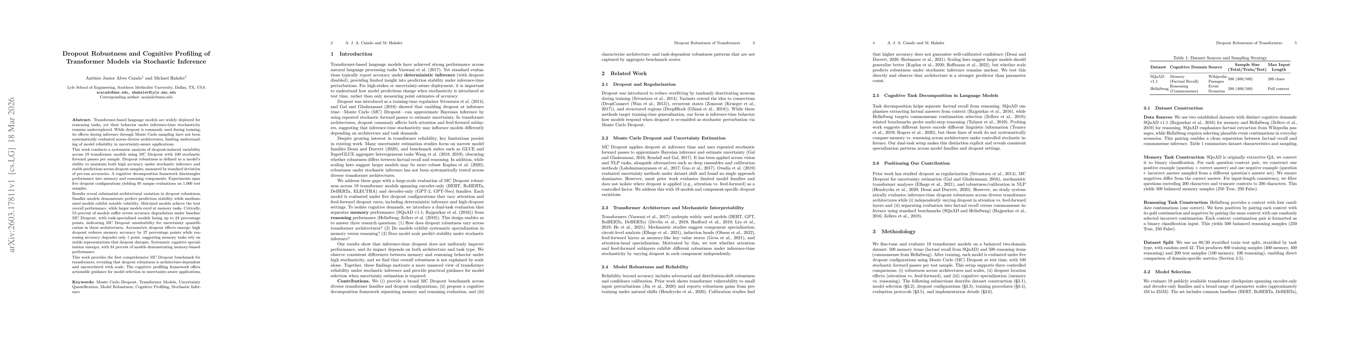 Thumbnail for Dropout Robustness and Cognitive Profiling of Transformer Models via Stochastic Inference
