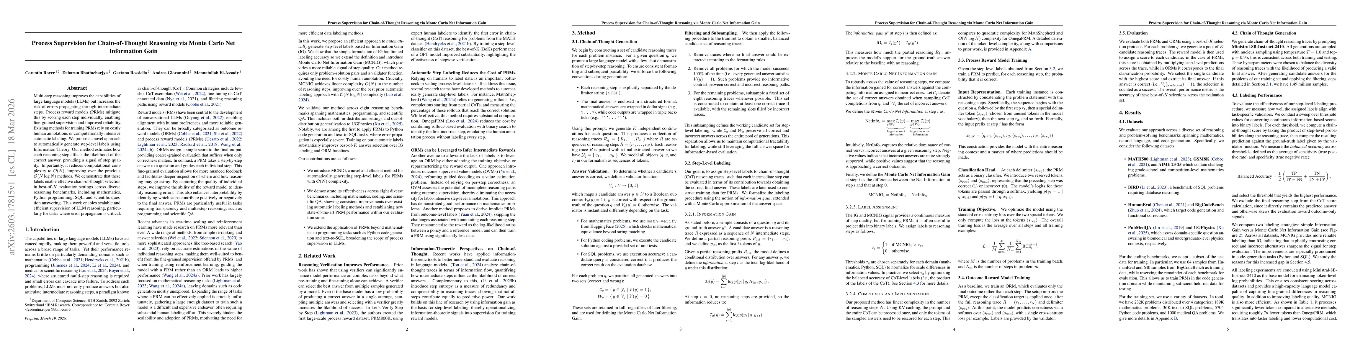 Thumbnail for Process Supervision for Chain-of-Thought Reasoning via Monte Carlo Net Information Gain
