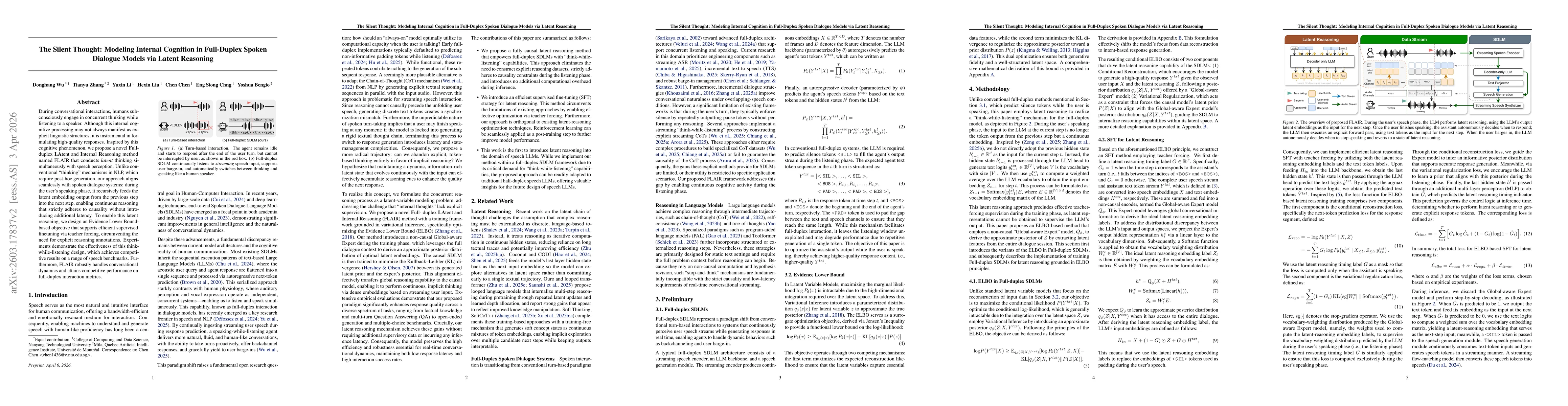 Thumbnail for The Silent Thought: Modeling Internal Cognition in Full-Duplex Spoken Dialogue Models via Latent Reasoning