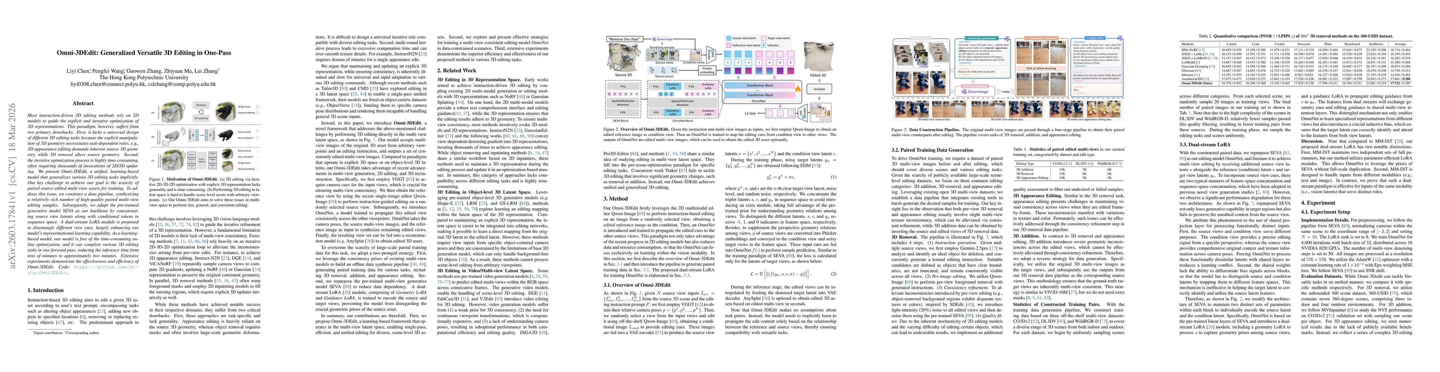 Thumbnail for Omni-3DEdit: Generalized Versatile 3D Editing in One-Pass