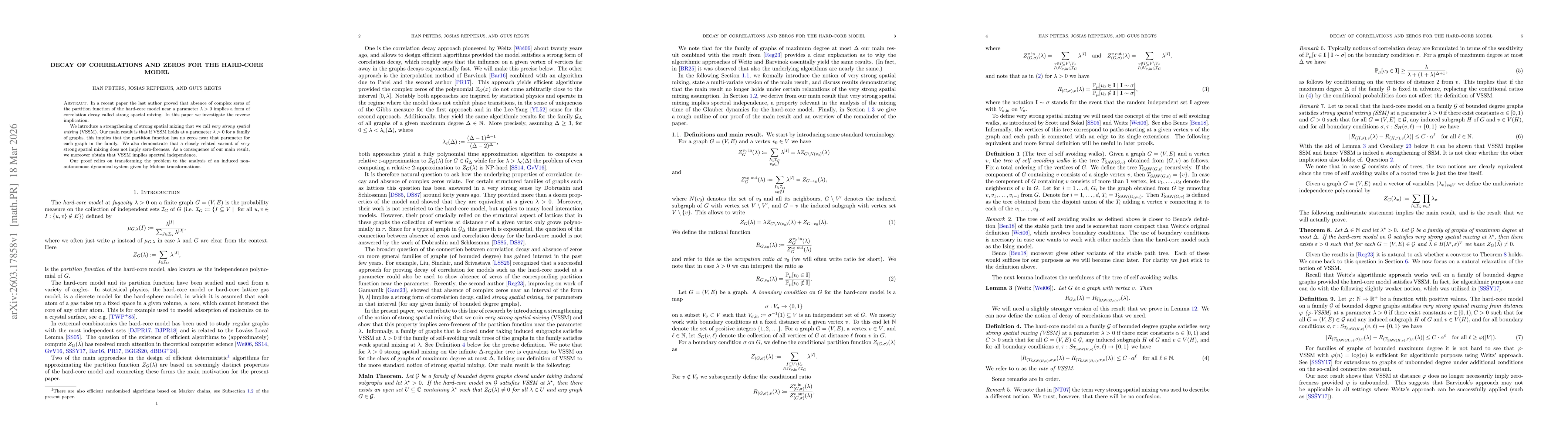 Thumbnail for Decay of correlations and zeros for the hard-core model