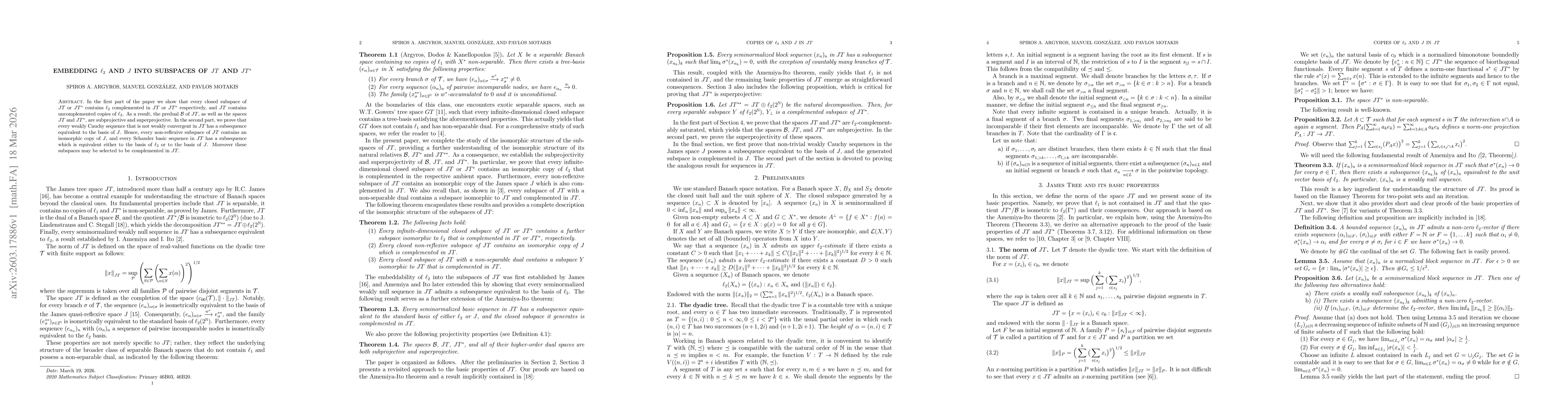 Thumbnail for Embedding $\ell_2$ and $J$ into subspaces of $JT$ and $JT^*$