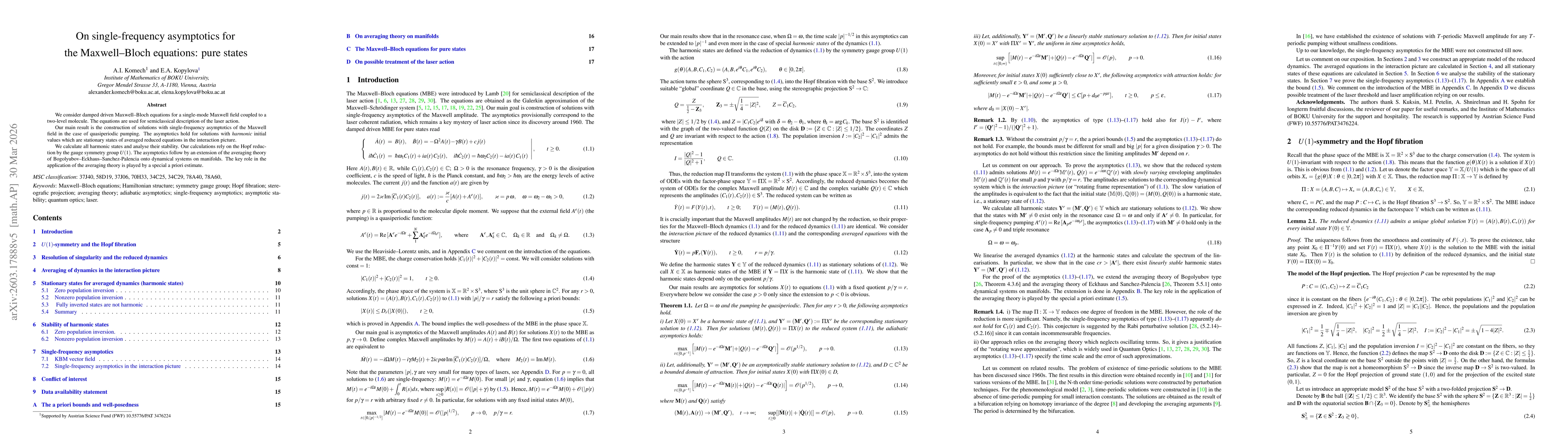 Thumbnail for On single-frequency asymptotics for the Maxwell-Bloch equations: pure states
