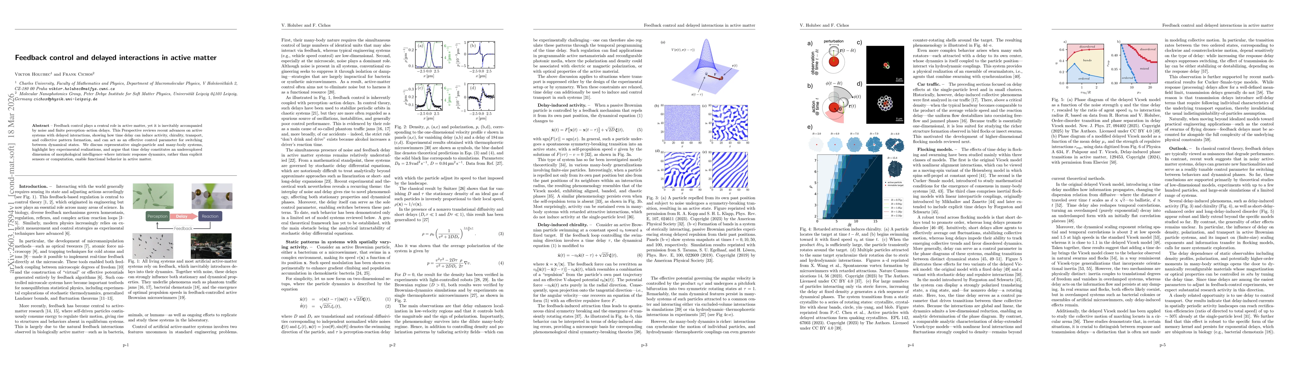Thumbnail for Feedback control and delayed interactions in active matter