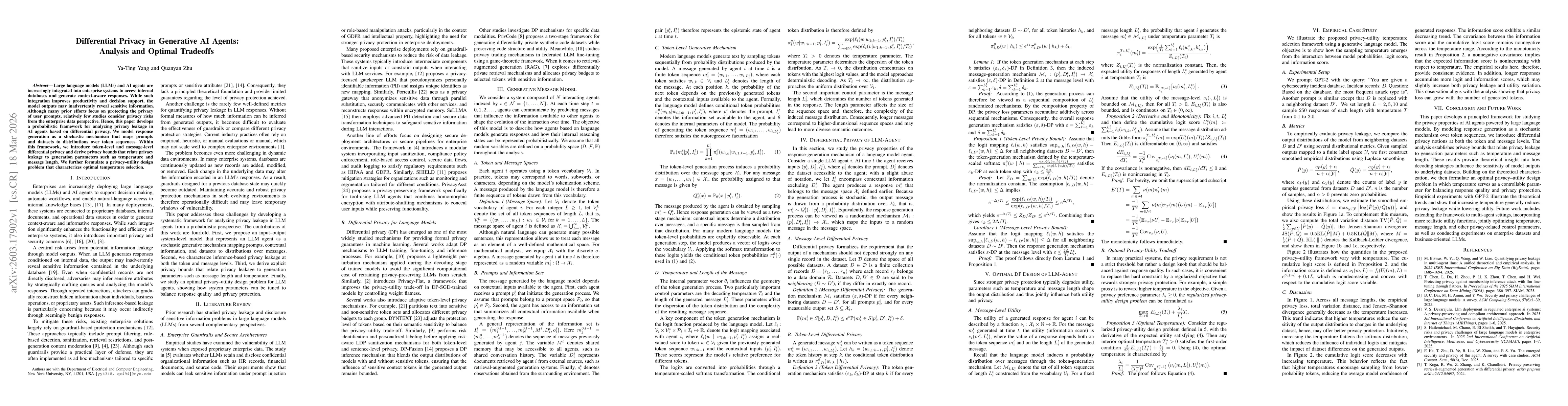 Thumbnail for Differential Privacy in Generative AI Agents: Analysis and Optimal Tradeoffs