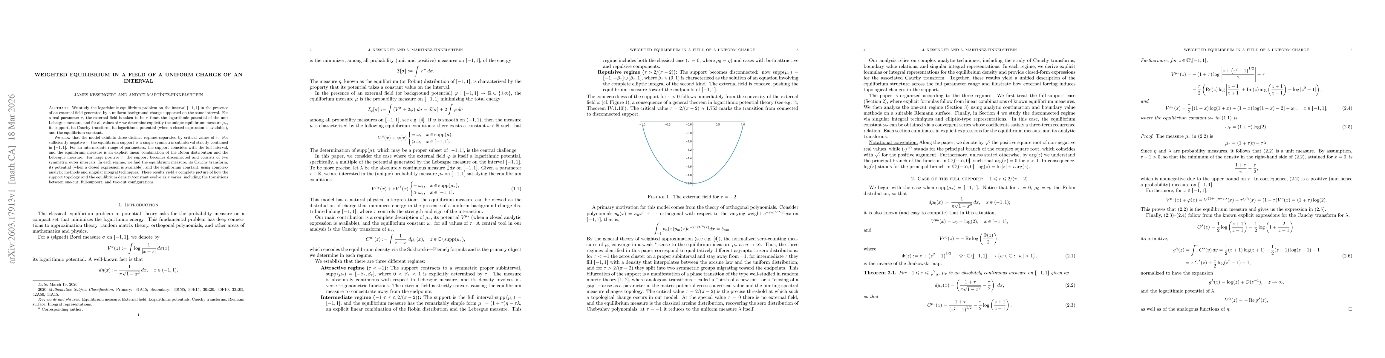 Thumbnail for Weighted equilibrium in a field of a uniform charge of an interval
