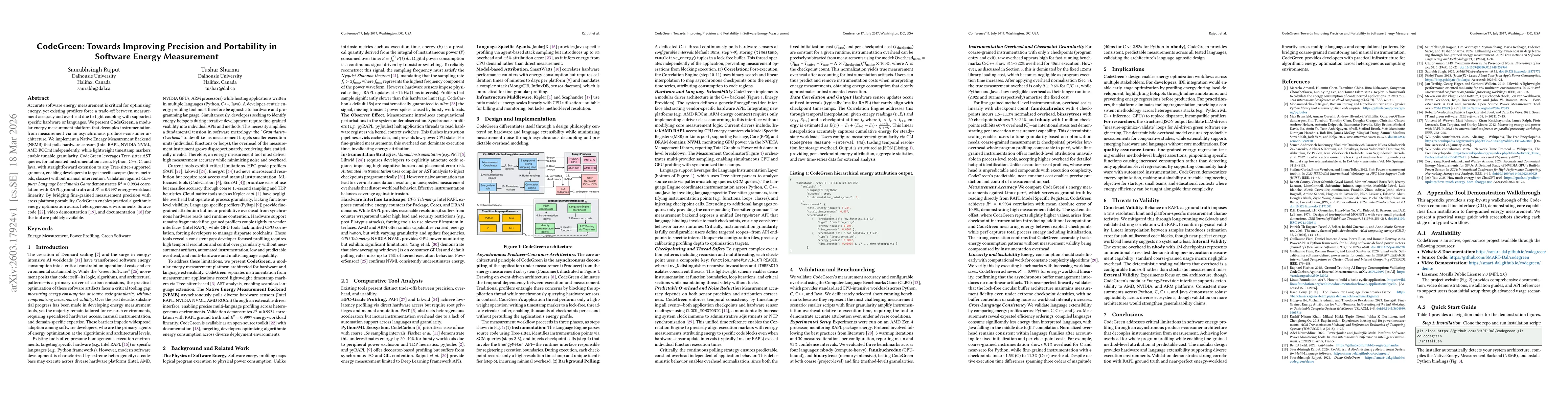 Thumbnail for CodeGreen: Towards Improving Precision and Portability in Software Energy Measurement