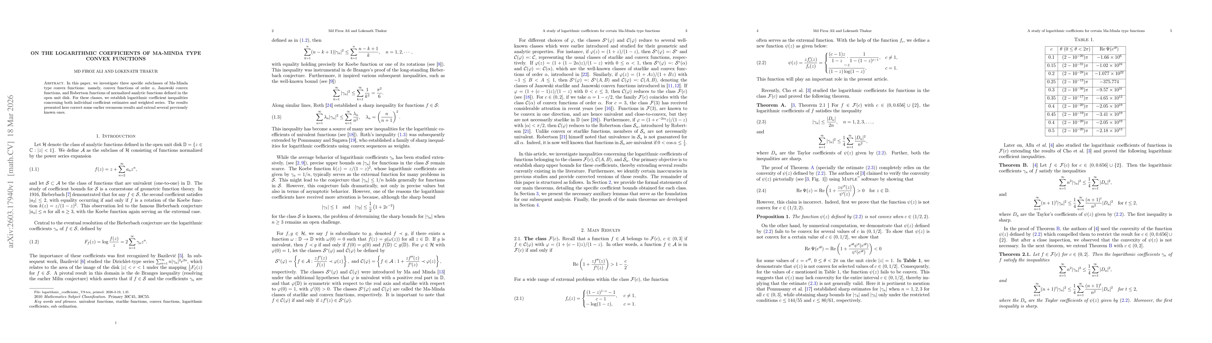 Thumbnail for On the logarithmic coefficients of Ma-Minda type convex functions