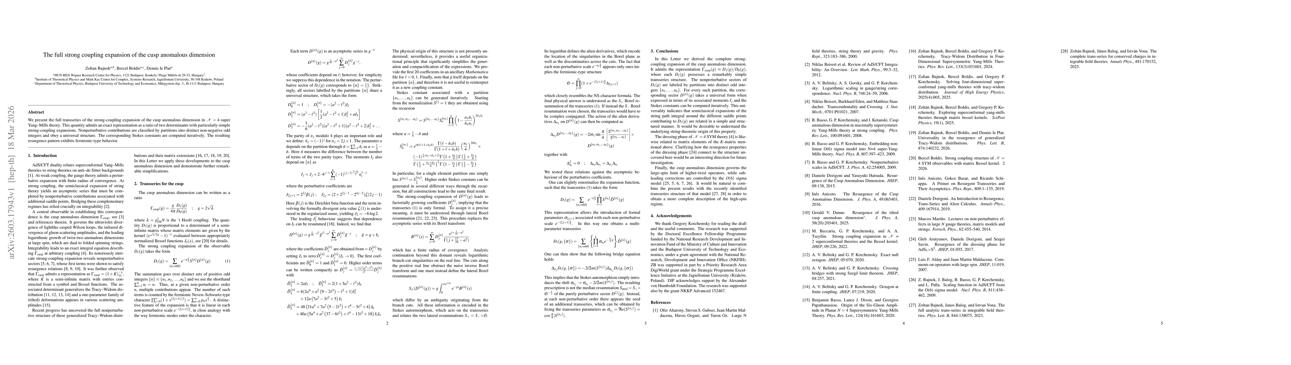 Thumbnail for The full strong coupling expansion of the cusp anomalous dimension