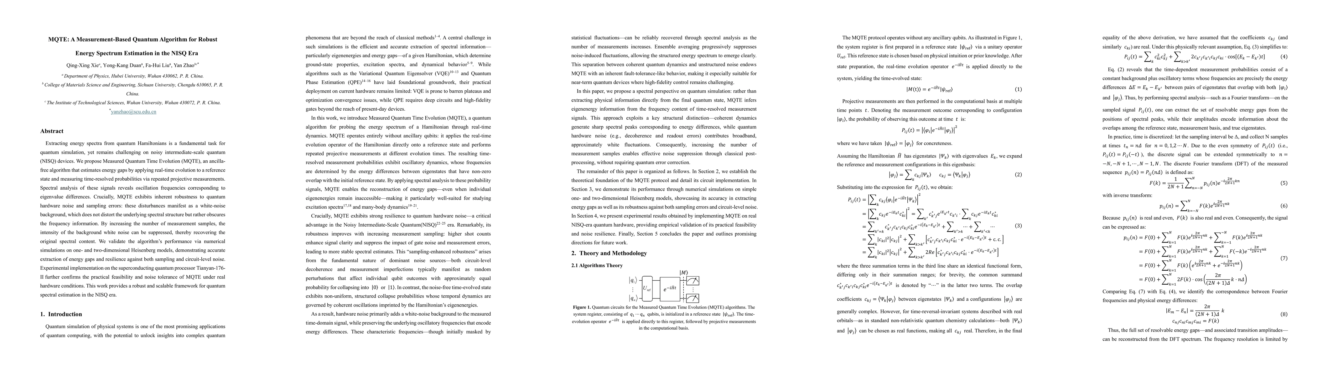 Thumbnail for MQTE: A Measurement-Based Quantum Algorithm for Robust Energy Spectrum Estimation in the NISQ Era