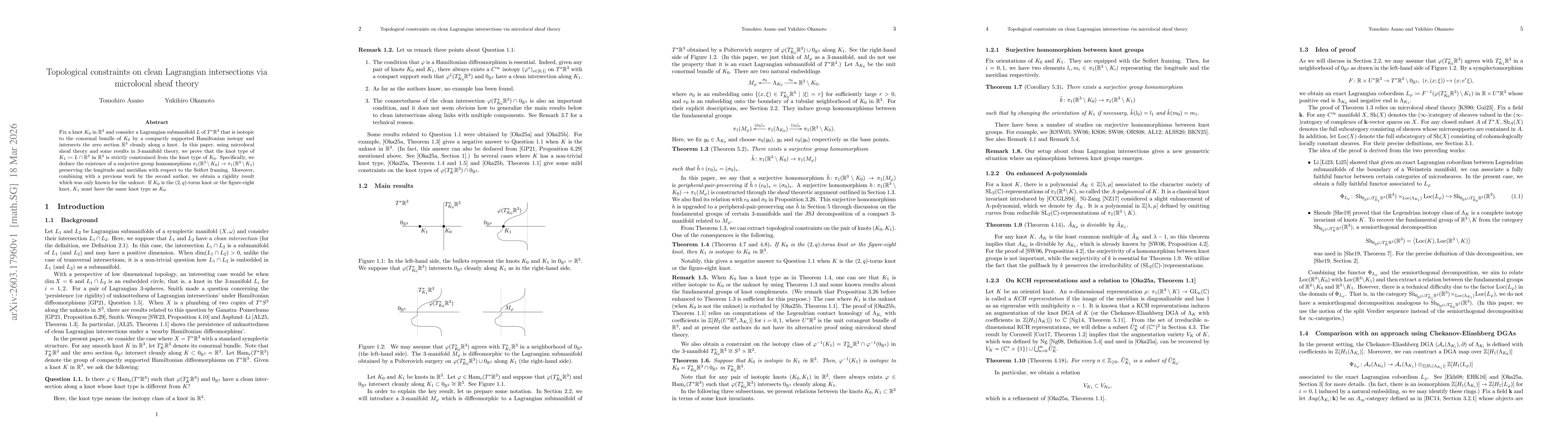 Thumbnail for Topological constraints on clean Lagrangian intersections via microlocal sheaf theory