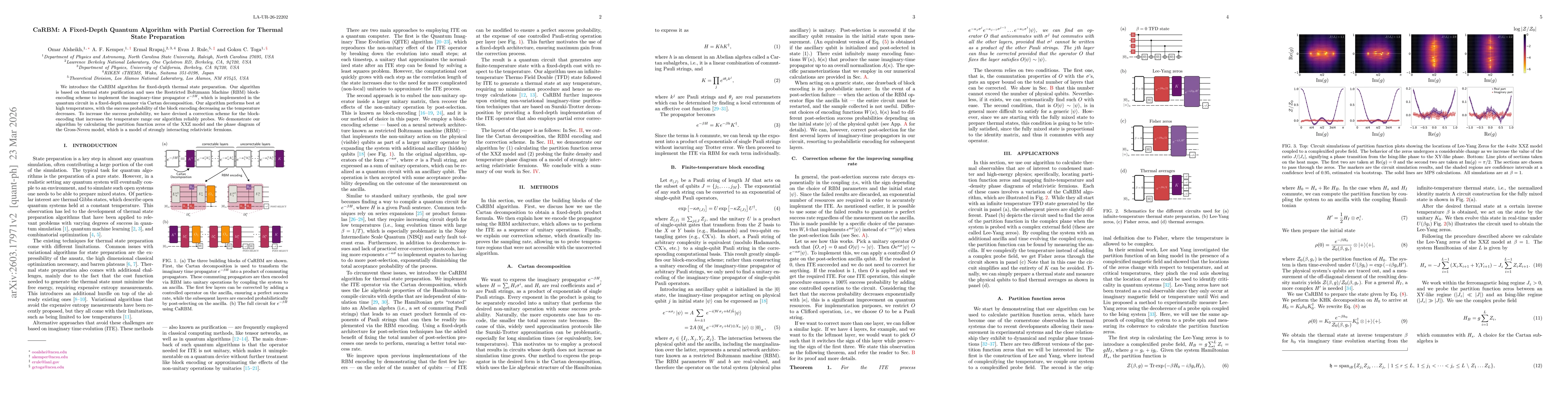 Thumbnail for CaRBM: A Fixed-Depth Quantum Algorithm with Partial Correction for Thermal State Preparation