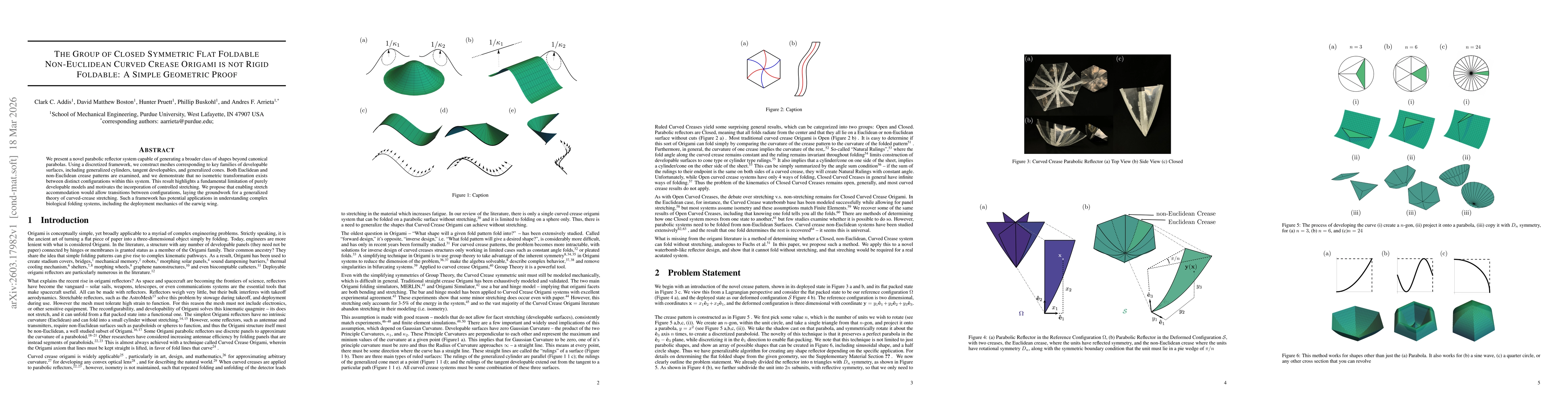 Thumbnail for The Group of Closed Symmetric Flat Foldable Non-Euclidean Curved Crease Origami is not Rigid Foldable: A Simple Geometric Proof