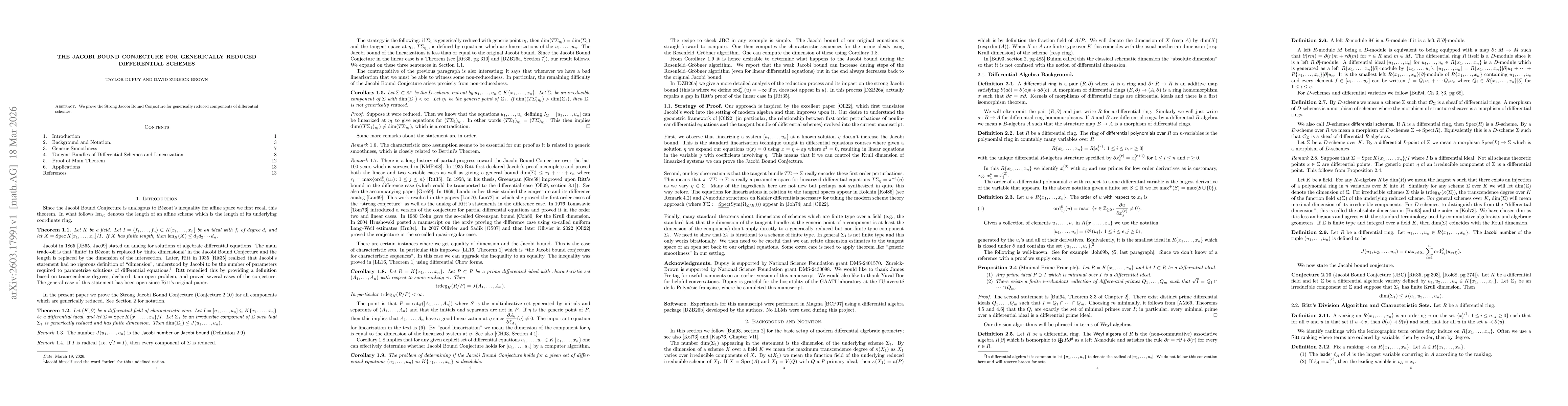 Thumbnail for The Jacobi Bound Conjecture for Generically Reduced Differential Schemes