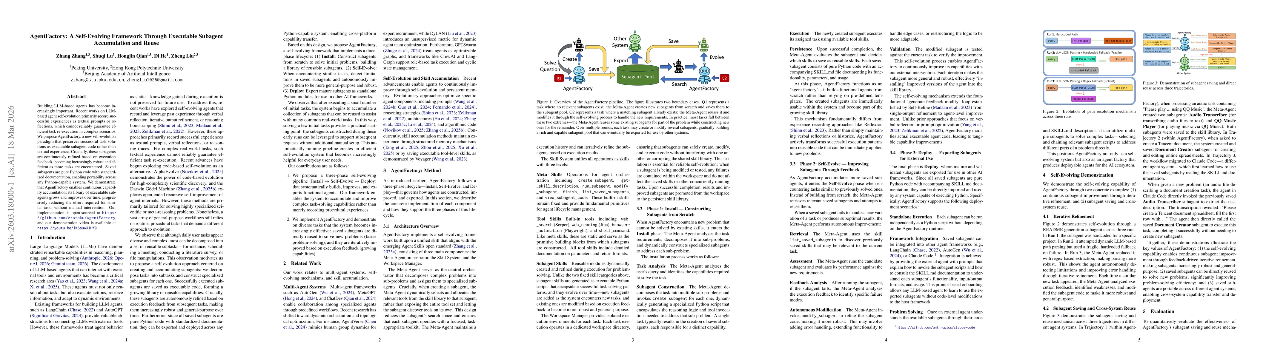 Thumbnail for AgentFactory: A Self-Evolving Framework Through Executable Subagent Accumulation and Reuse